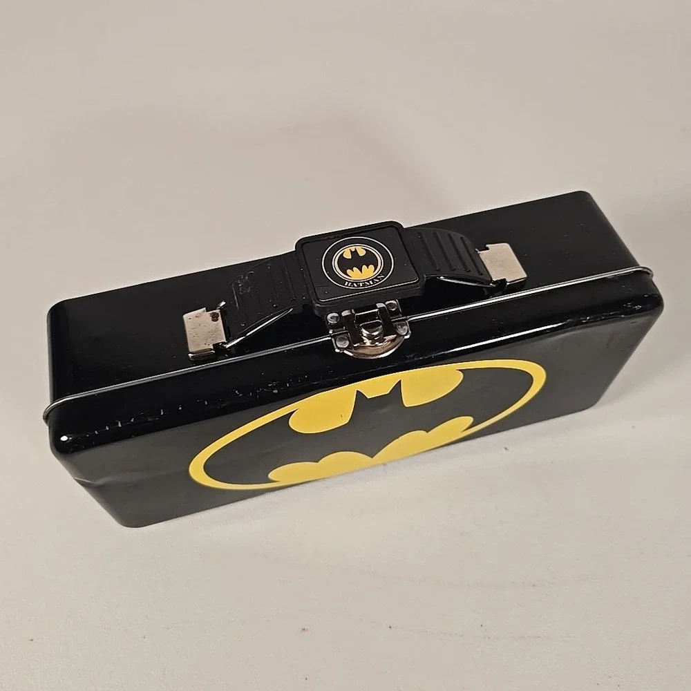 DC Comics Batman Black Tool Tin‎ Pencil/Pen Case with Handle Latch & Hinge